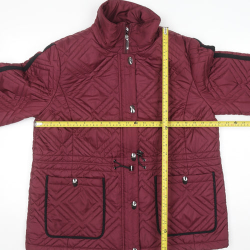 Anna Rose Womens Red Quilted Mid-Length Jacket Size L