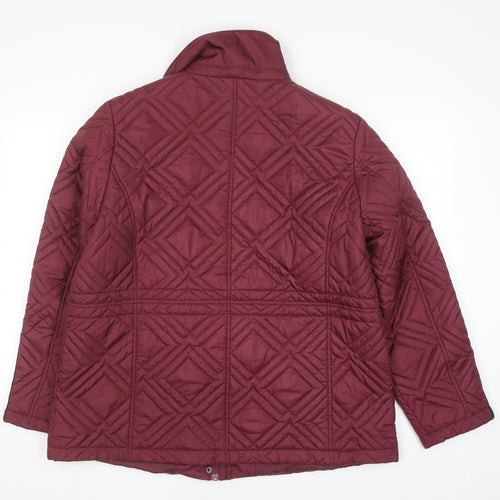 Anna Rose Womens Red Quilted Mid-Length Jacket Size L