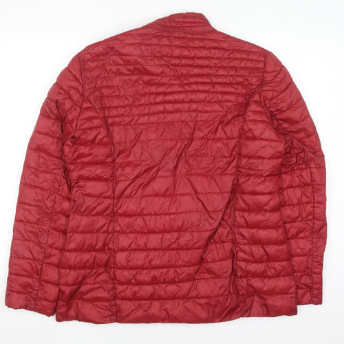 Classic Women's Red Puffer Jacket Size 16 Quilted Lightweight Zip Coat