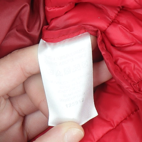 Classic Women's Red Puffer Jacket Size 16 Quilted Lightweight Zip Coat