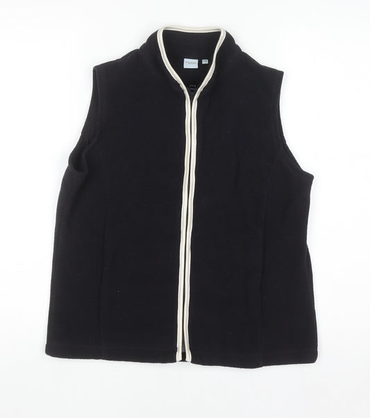 Anne Brooks Petite Black Fleece Zip Waistcoat Women's Size 10