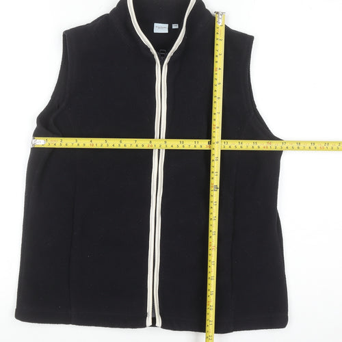 Anne Brooks Petite Black Fleece Zip Waistcoat Women's Size 10