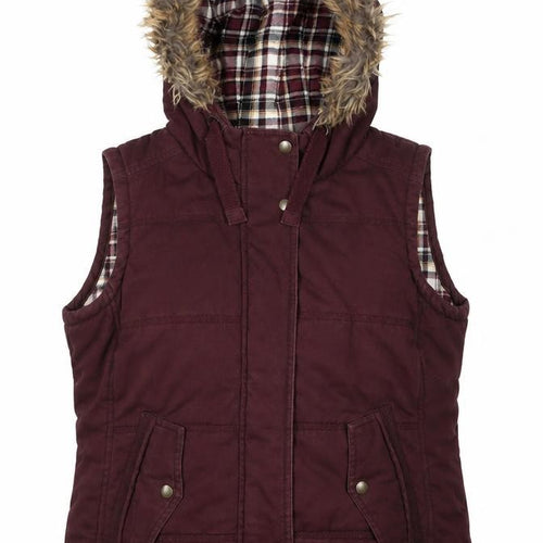 Marks and Spencer Women Brown Faux Fur Hooded Puffer Waistcoat Size 14