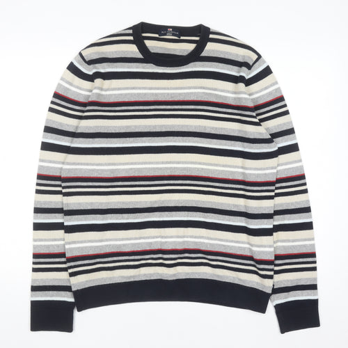 Marks and Spencer Men’s Multicoloured Striped Cotton Jumper Small