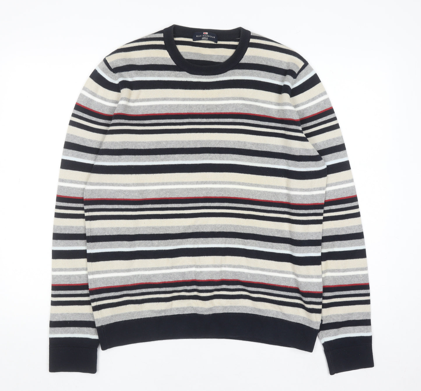Marks and Spencer Men’s Multicoloured Striped Cotton Jumper Small