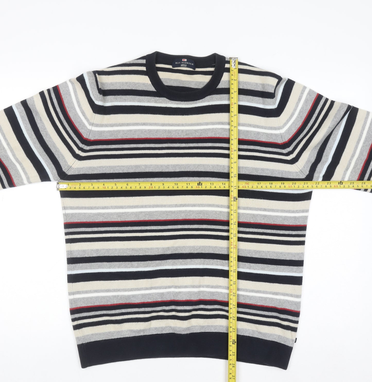 Marks and Spencer Men’s Multicoloured Striped Cotton Jumper Small