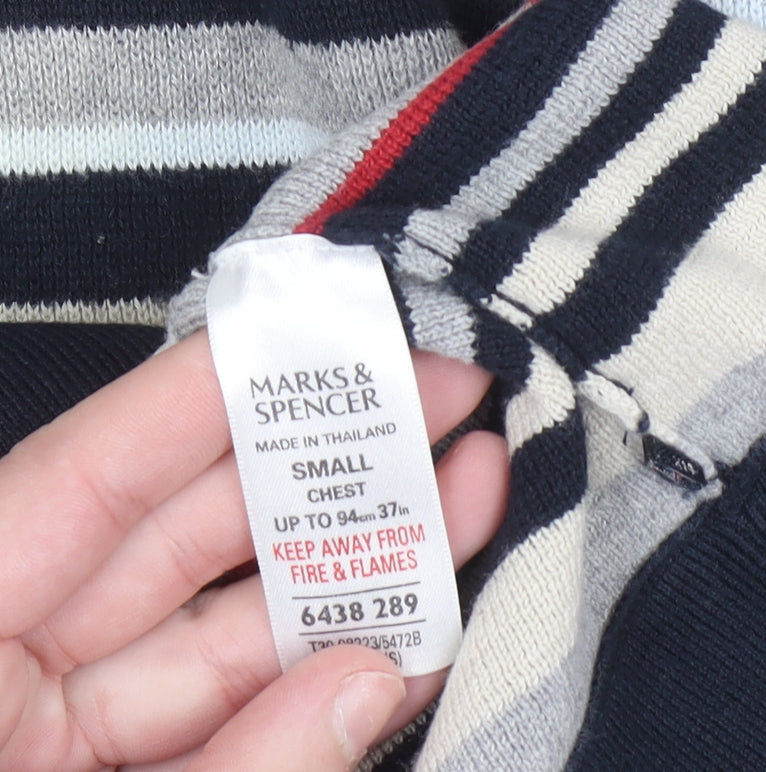 Marks and Spencer Men’s Multicoloured Striped Cotton Jumper Small