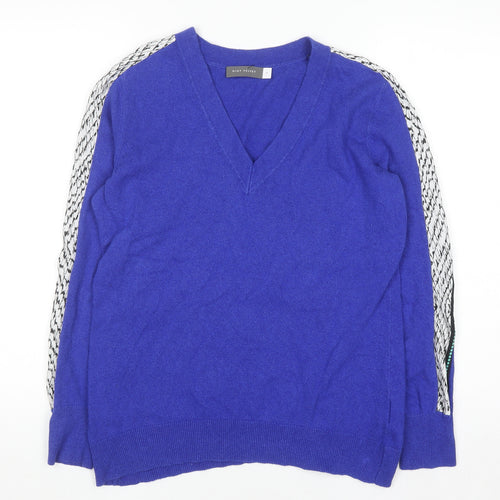 Mint Velvet Women's Blue V-Neck Knit Jumper Size M