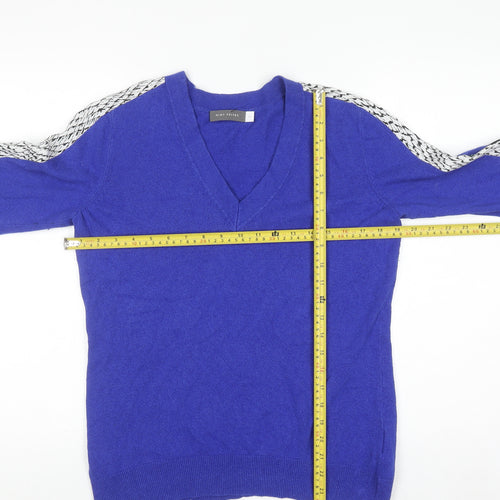 Mint Velvet Women's Blue V-Neck Knit Jumper Size M