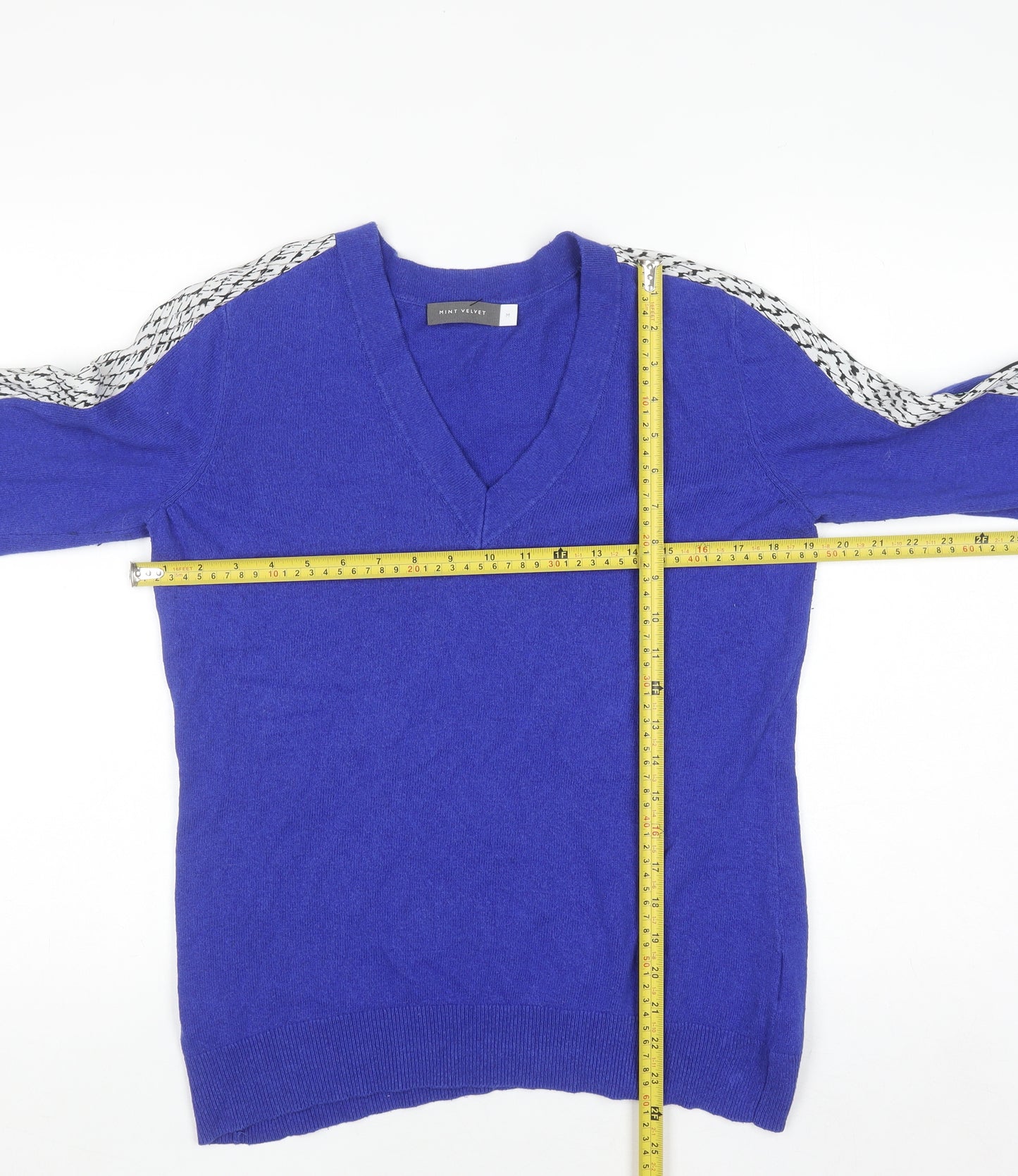 Mint Velvet Women's Blue V-Neck Knit Jumper Size M