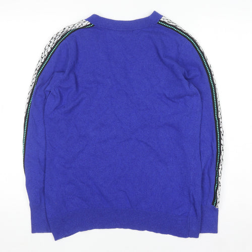 Mint Velvet Women's Blue V-Neck Knit Jumper Size M