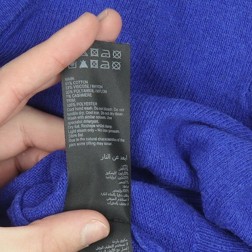 Mint Velvet Women's Blue V-Neck Knit Jumper Size M