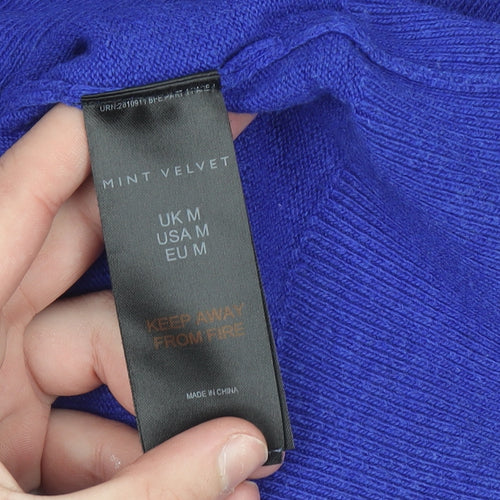 Mint Velvet Women's Blue V-Neck Knit Jumper Size M
