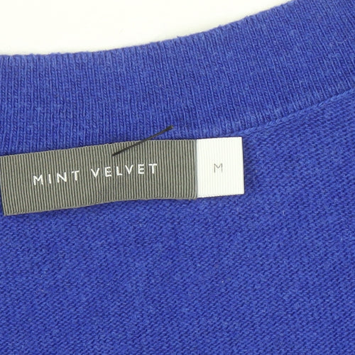Mint Velvet Women's Blue V-Neck Knit Jumper Size M