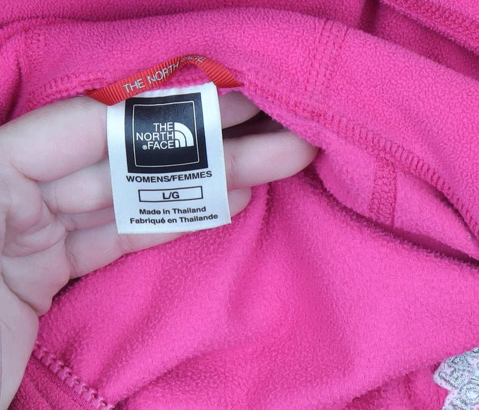 The North Face Womens Pink Full Zip Fleece Hoodie Size L