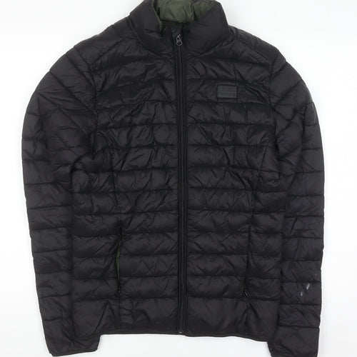 Blend Men's Black Puffer Jacket Size S Quilted Lightweight Water Resistant Coat