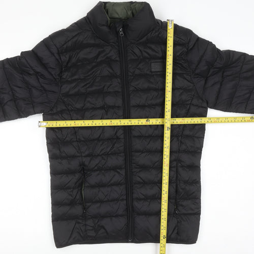 Blend Men's Black Puffer Jacket Size S Quilted Lightweight Water Resistant Coat
