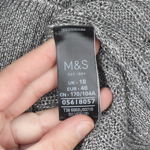Marks and Spencer Women’s Silver Cable-Knit Pullover Jumper Size 18