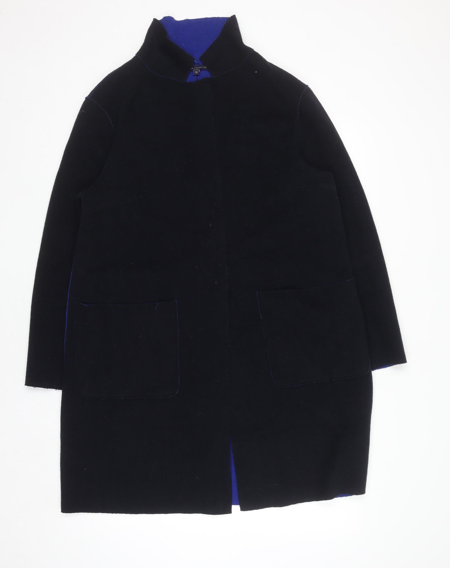 Marks and Spencer Women's Black Wool Blend Mid-Length Coat UK 14