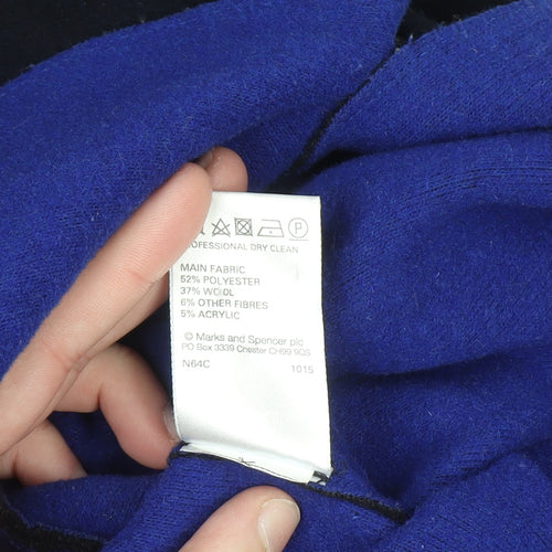 Marks and Spencer Women's Black Wool Blend Mid-Length Coat UK 14