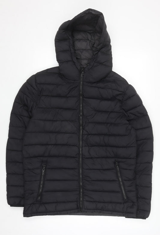 SoulCal & Co Mens Black Puffer Hooded Jacket Size M Regular Fit