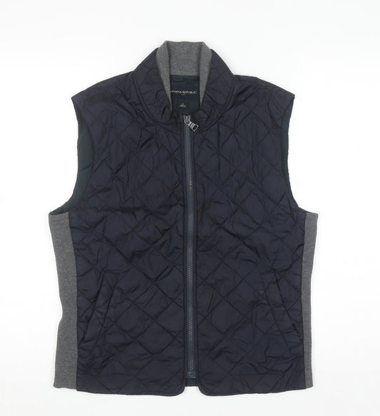 Banana Republic Men's Blue Quilted Waistcoat Size S Full Zip Nylon