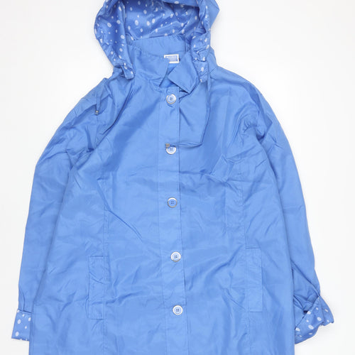 Anne De Lançay Women Blue Mid-Length Hooded Rain Coat Size 18