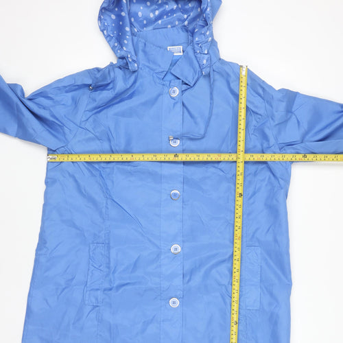 Anne De Lançay Women Blue Mid-Length Hooded Rain Coat Size 18