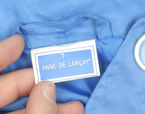 Anne De Lançay Women Blue Mid-Length Hooded Rain Coat Size 18