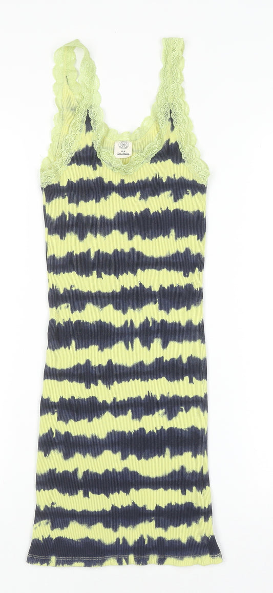 Urban Outfitters Women's Yellow Lace Trim Ribbed Camisole Tank Top M