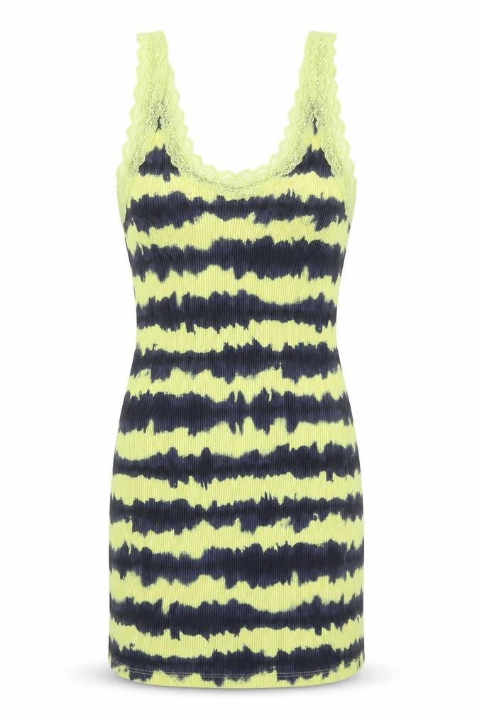 Urban Outfitters Women's Yellow Lace Trim Ribbed Camisole Tank Top M