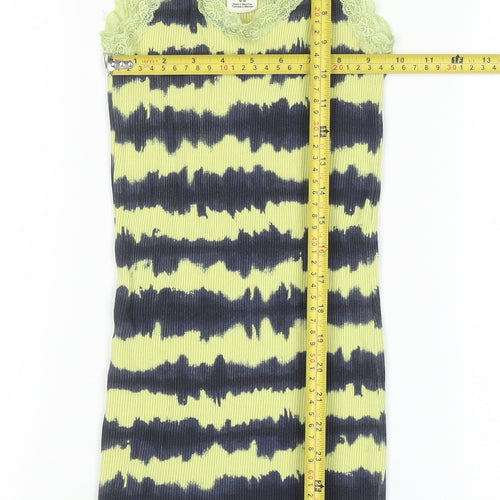 Urban Outfitters Women's Yellow Lace Trim Ribbed Camisole Tank Top M