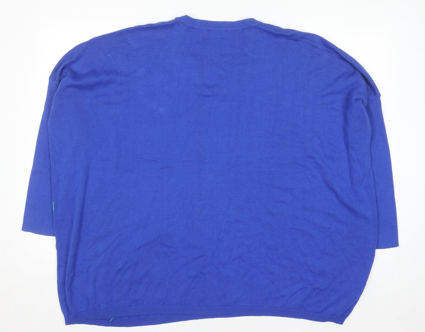 Haven Women Blue Cotton Flower Relaxed Pullover Jumper One Size