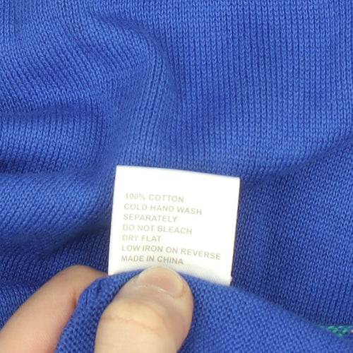 Haven Women Blue Cotton Flower Relaxed Pullover Jumper One Size