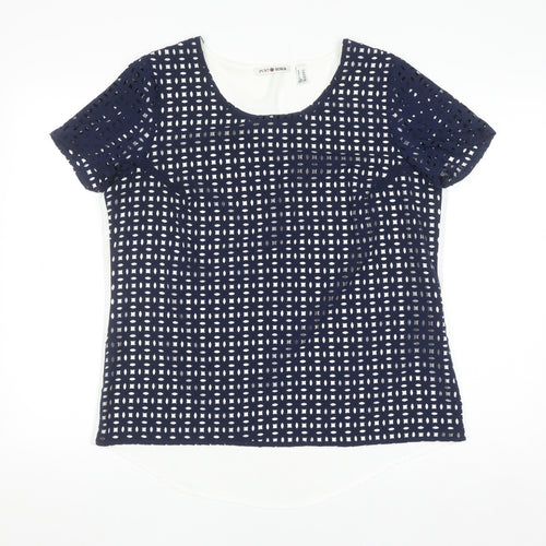 Punto Roma Women's Blue Cut Out Tunic Blouse Size 12