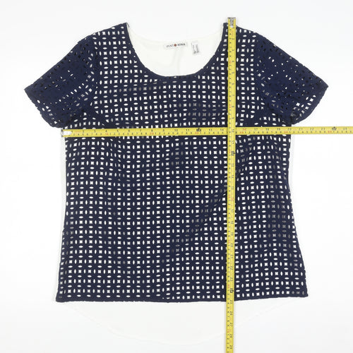 Punto Roma Women's Blue Cut Out Tunic Blouse Size 12