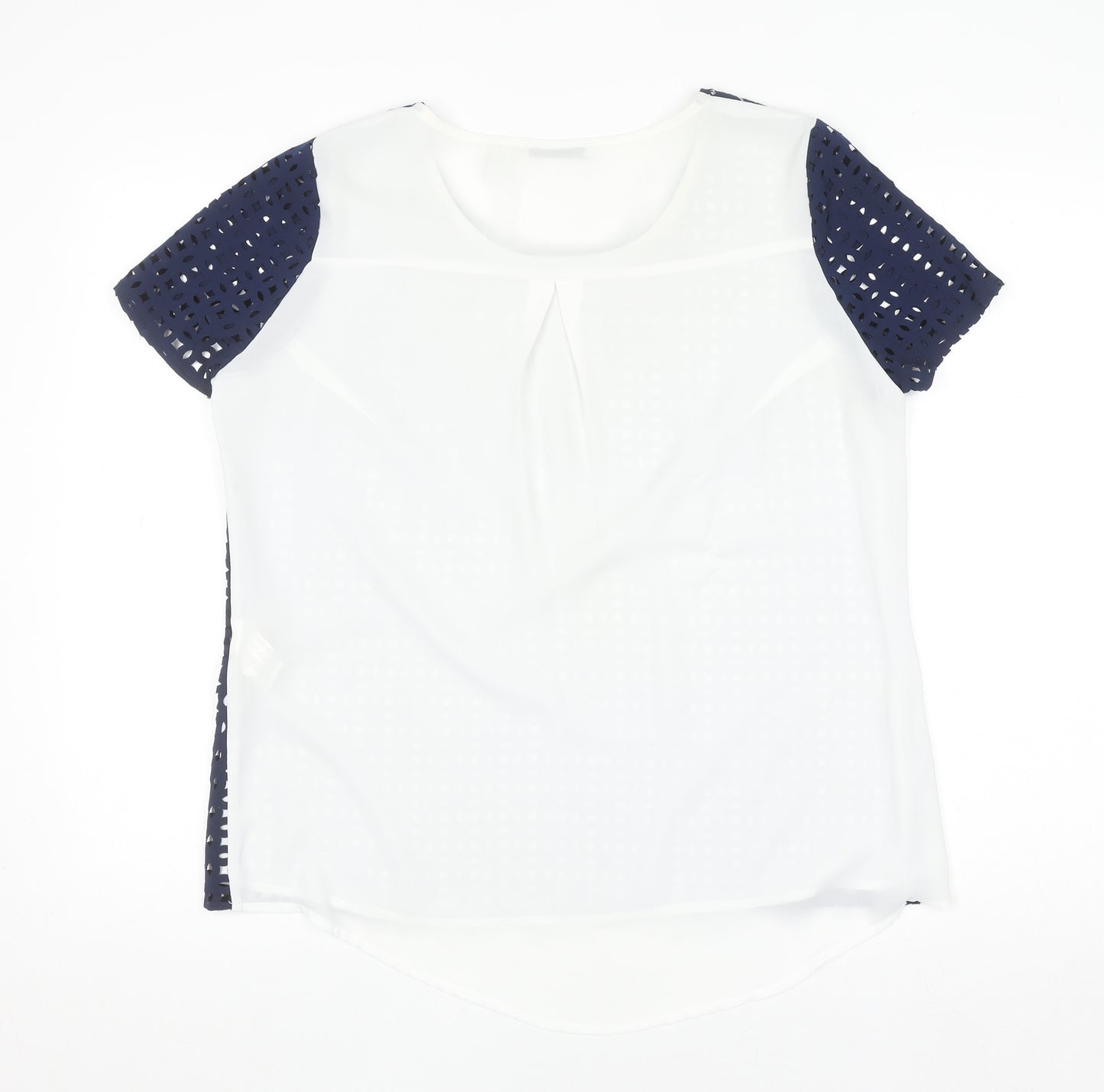 Punto Roma Women's Blue Cut Out Tunic Blouse Size 12