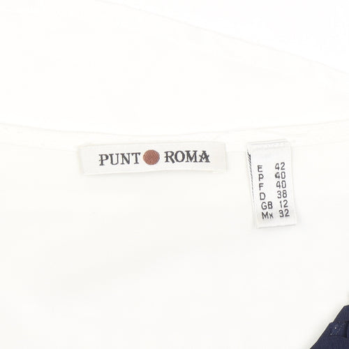 Punto Roma Women's Blue Cut Out Tunic Blouse Size 12