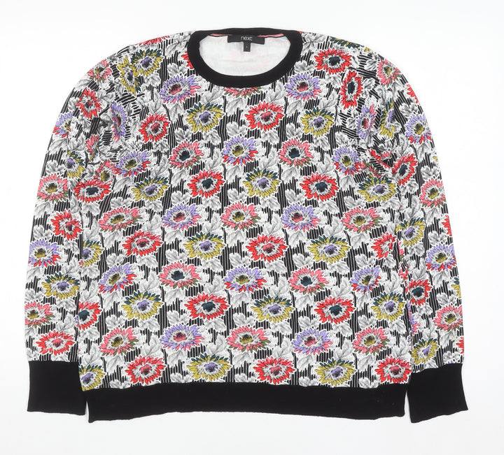 Next Womens Multicoloured Floral Crew Neck Knit Jumper L
