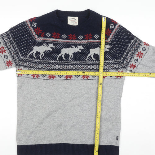 Fat Face Men's Grey Fair Isle Wool Blend Jumper Size M