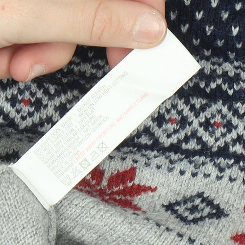Fat Face Men's Grey Fair Isle Wool Blend Jumper Size M