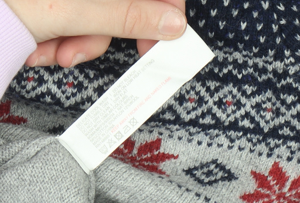 Fat Face Men's Grey Fair Isle Wool Blend Jumper Size M