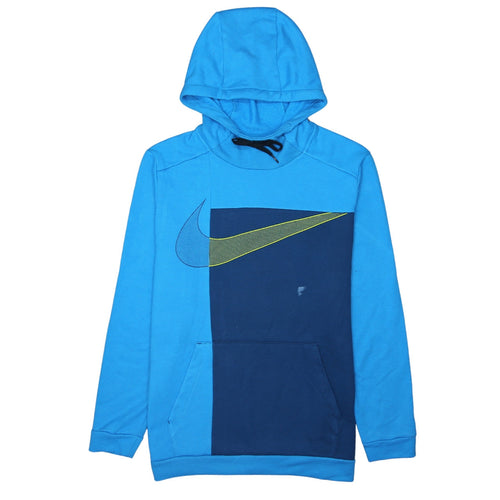 Nike Men Blue Dri-FIT Pullover Hoodie L Sports Logo Graphic