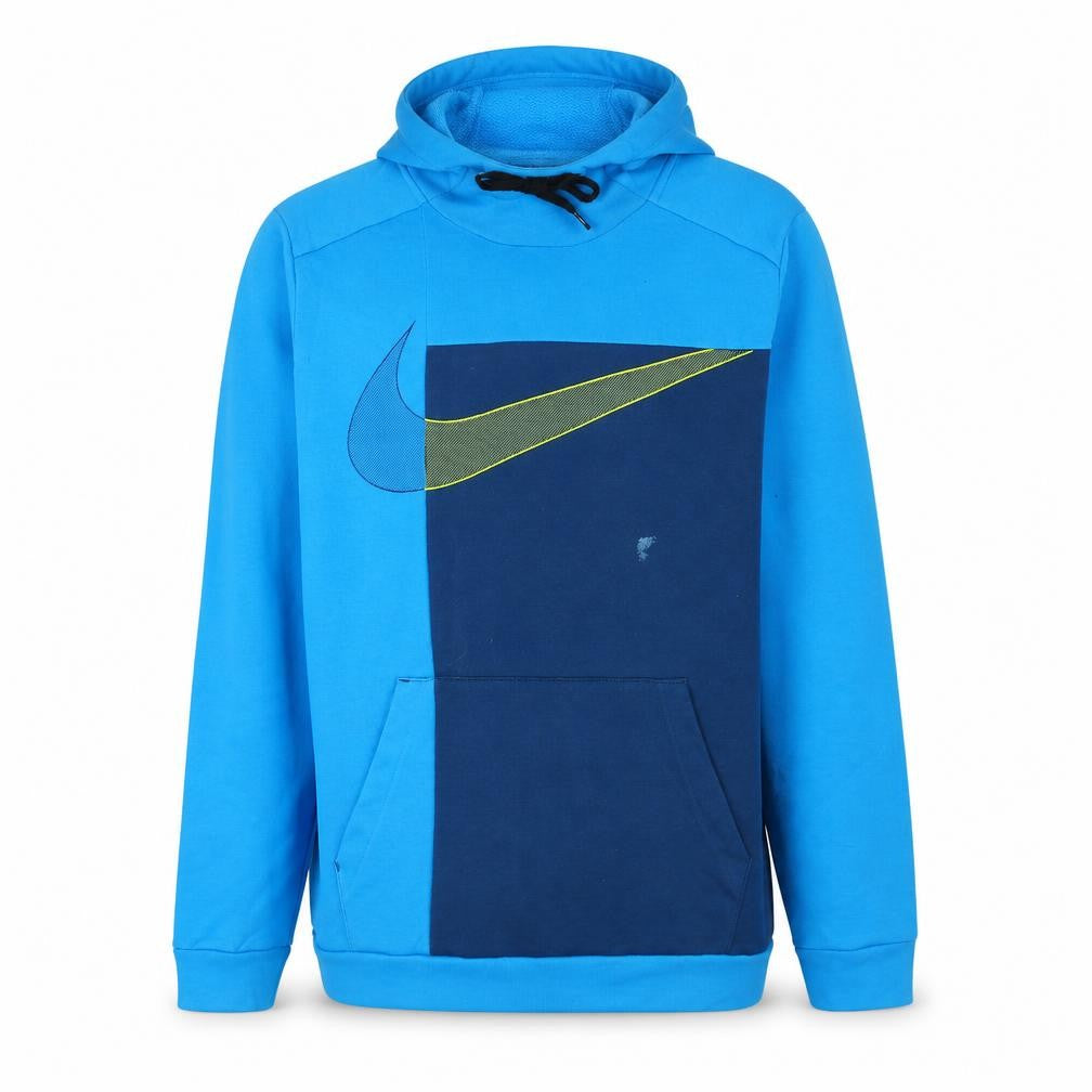 Nike Men Blue Dri-FIT Pullover Hoodie L Sports Logo Graphic