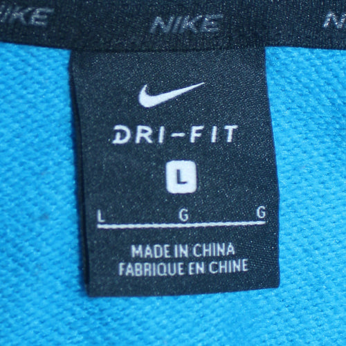Nike Men Blue Dri-FIT Pullover Hoodie L Sports Logo Graphic