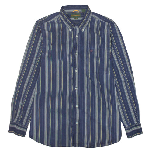 Timberland Men's Blue Striped Button-Up Long Sleeve Shirt L