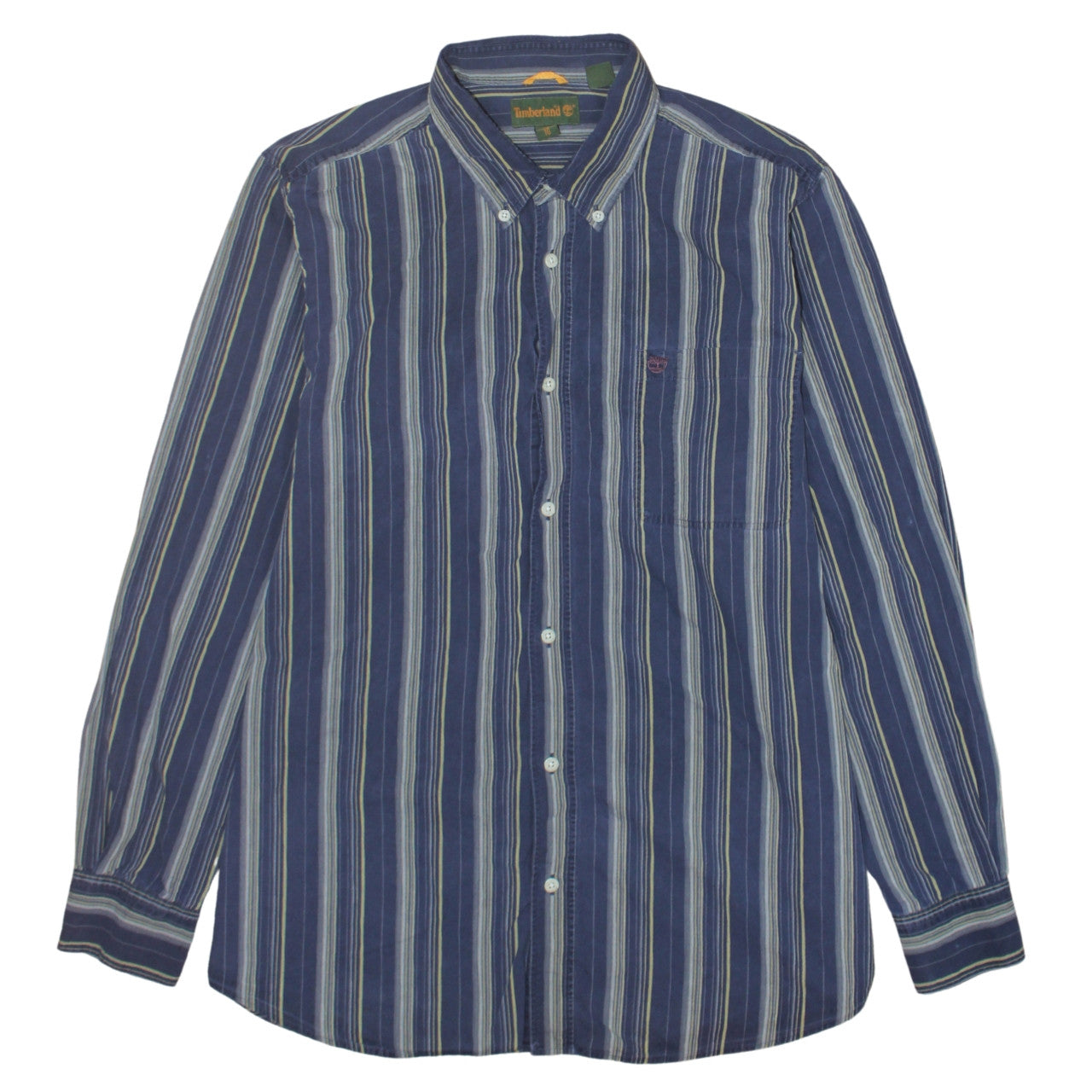 Timberland Men's Blue Striped Button-Up Long Sleeve Shirt L