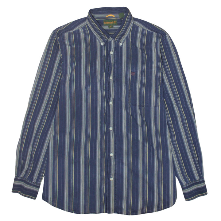 Timberland Men's Blue Striped Button-Up Long Sleeve Shirt L