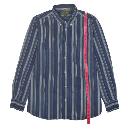 Timberland Men's Blue Striped Button-Up Long Sleeve Shirt L