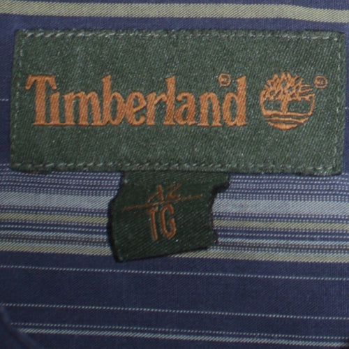 Timberland Men's Blue Striped Button-Up Long Sleeve Shirt L